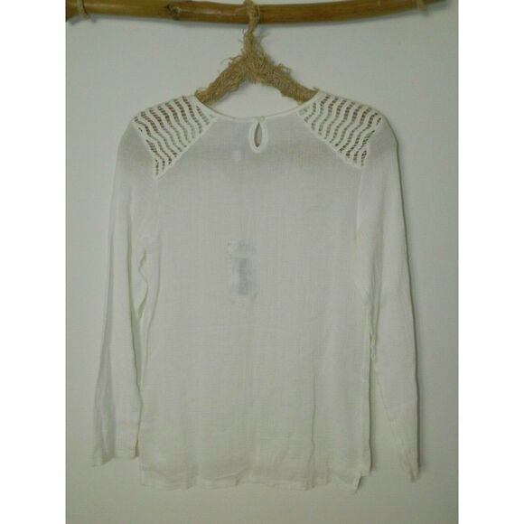 Monoreno Blouse Size Small Ivory Embroidered Peasant‎ Boho Tunic - Picture 7 of 9